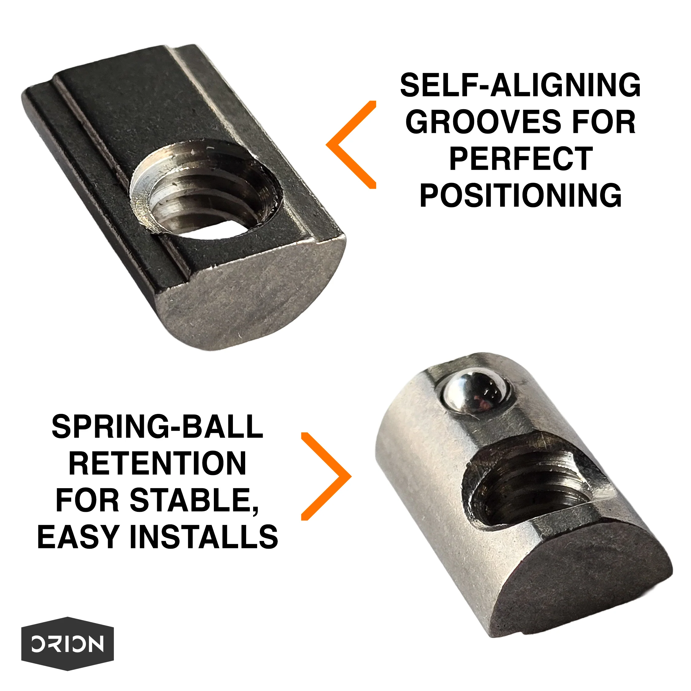 10S Self-Aligning Roll-In T-Nuts with Ball Spring – 304 Stainless Steel (1/4-20 Thread) - Image 3