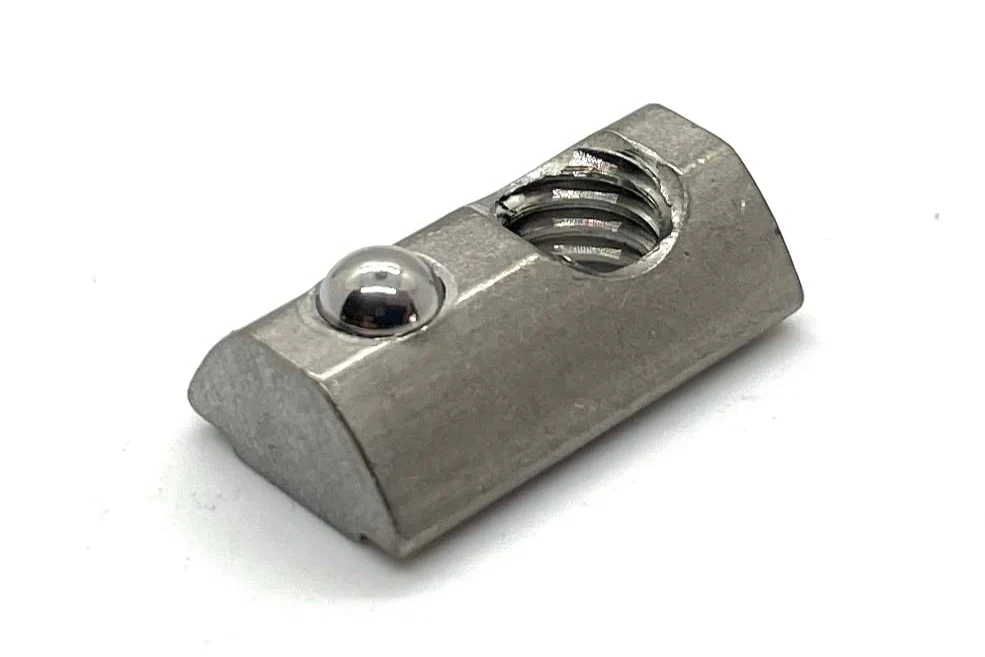 15S Roll-In T-Nuts w/ Ball Spring & Alignment Grooves - Stainless Steel (5/16-18 & 1/4-20 Thread) - Image 3